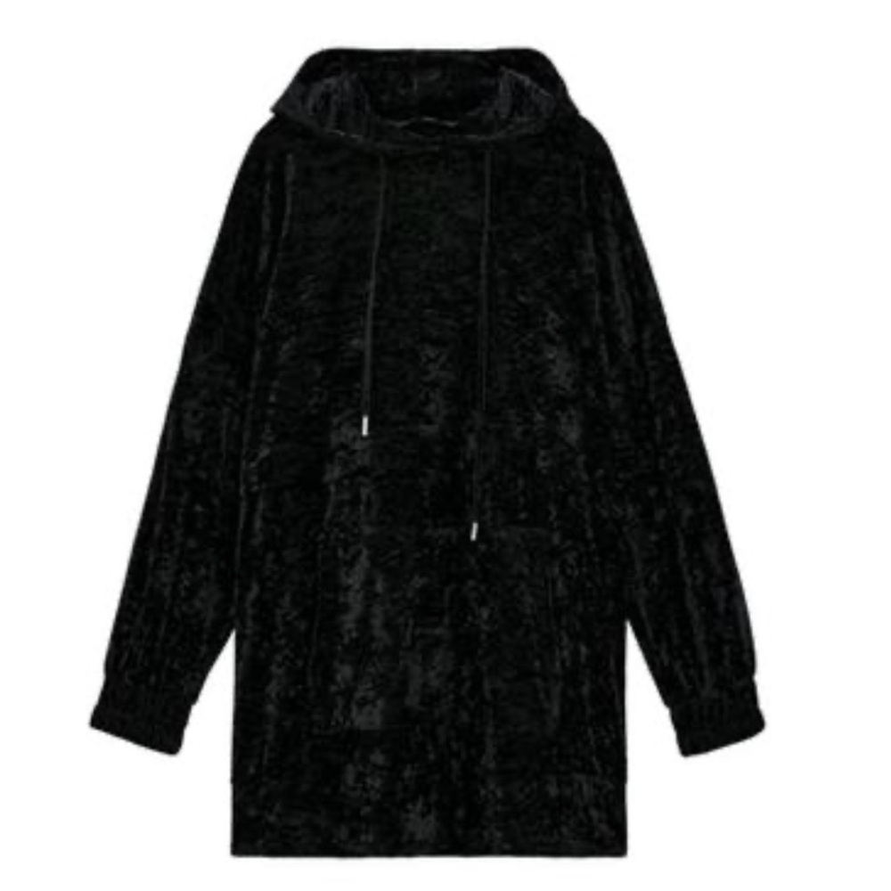 Zara Black Velvet Hoodie